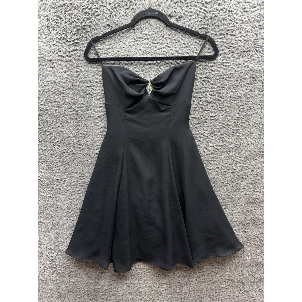 Vintage Jessica McClintock Gunne Sax Strapless Mini Dress Black Womens Size 3/4